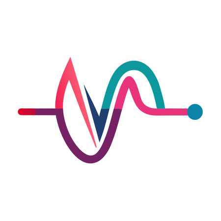 Abstract Heartbeat Icon with Modern and Innovative Digital Wave Designのイラスト素材