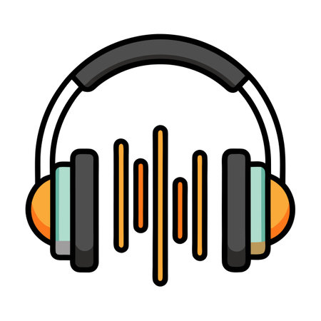 Sleek and Modern Headphone Icon with Futuristic Equalizer Bar Designのイラスト素材