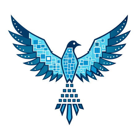 Modern Bird Icon with Unique and Creative Binary Code Wing Designのイラスト素材