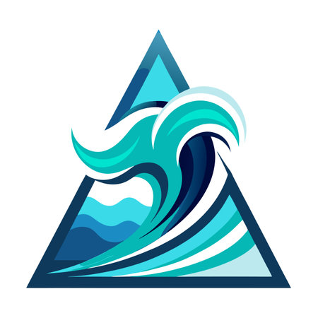 Sleek and Modern Wave Icon with Futuristic Triangle Designのイラスト素材