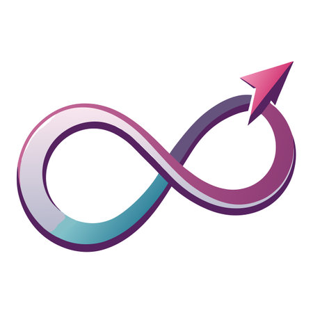Sleek and Modern Infinity Icon with Futuristic Arrow Designのイラスト素材