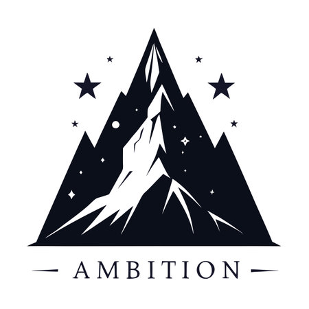 Modern Mountain Icon with Unique and Creative Star Designのイラスト素材