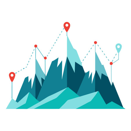 Stylized Mountains Icon with Data Points and Modern Design Elementsのイラスト素材
