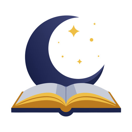 Modern Moon Icon with Unique and Creative Book Designのイラスト素材