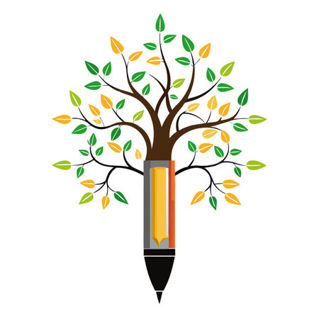 Sleek and Modern Pen Icon with Futuristic Tree Branch Designのイラスト素材