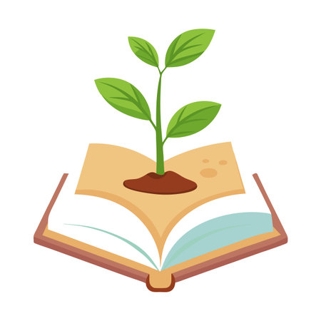 Sleek and Modern Plant Icon with Futuristic Book Designのイラスト素材