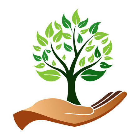 Modern Tree Icon with Unique and Creative Hand Designのイラスト素材