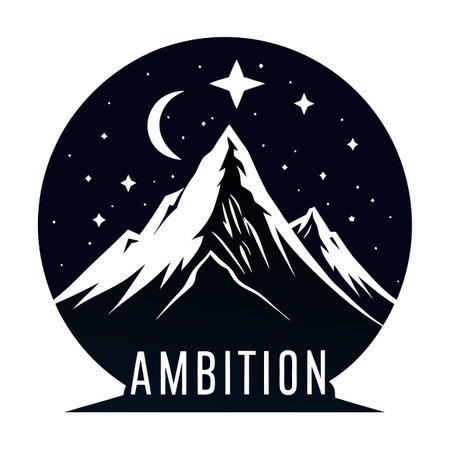 Stylized Mountain Icon with Stars and Modern Design Elementsのイラスト素材