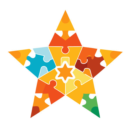 Abstract Star Icon with Modern and Innovative Puzzle Piece Designのイラスト素材