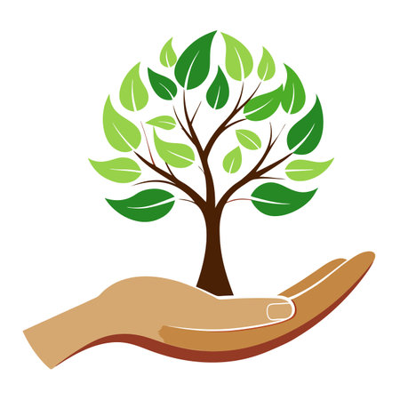 Abstract Tree Icon with Modern and Innovative Hand Designのイラスト素材