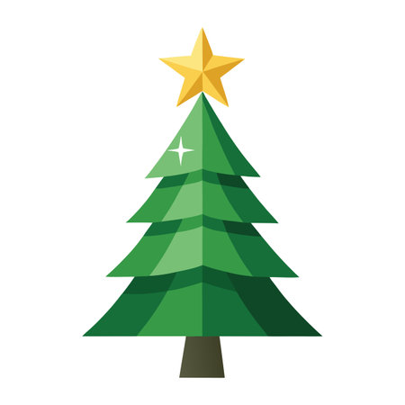 Abstract Pine Tree Icon with Modern and Innovative Star Designのイラスト素材