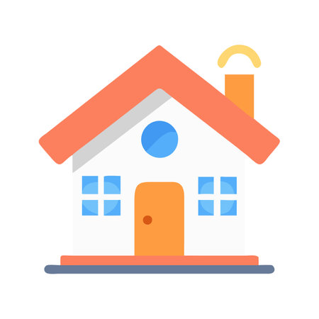 House with chimney flat icon. Vector illustration, eps 10.のイラスト素材