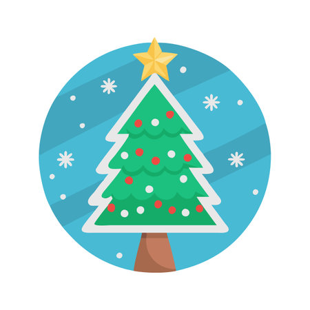 Flat style Christmas Tree Icon vector illustration for User Interface documents websites and mobile applicationsのイラスト素材