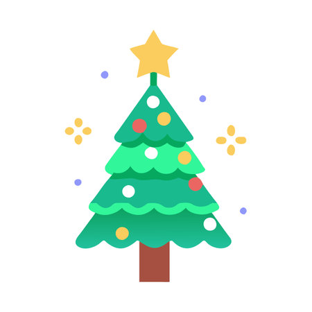 Flat style Christmas Tree Icon vector illustration for User Interface documents websites and mobile applicationsのイラスト素材