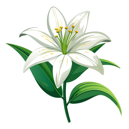 Passion Lily with Purple Petals and Green Leaves in a Garden Settingのイラスト素材