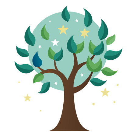 Crescent Moon and Star Leaves Generate Design for Flat Treeのイラスト素材
