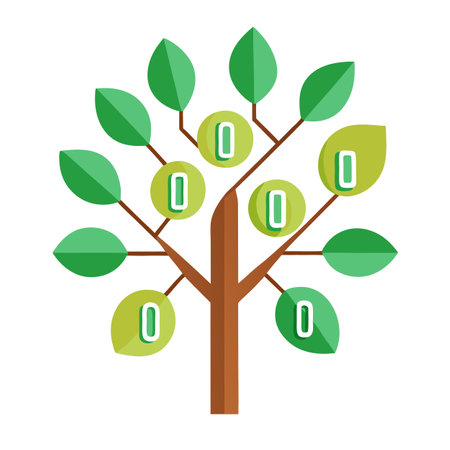 Falling Binary Code Leaves for a Digital Tree for Flat Tree Designのイラスト素材