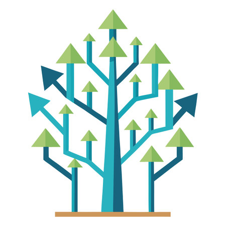 Development tree graphic with rising arrows as its symbolic branchesのイラスト素材