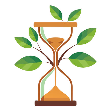 Unique tree graphic featuring hourglass elements and sand as its leaf designのイラスト素材