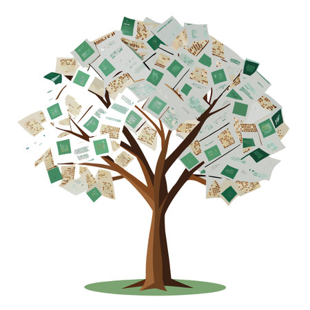 News Tree illustration with newspaper clippings as leaves