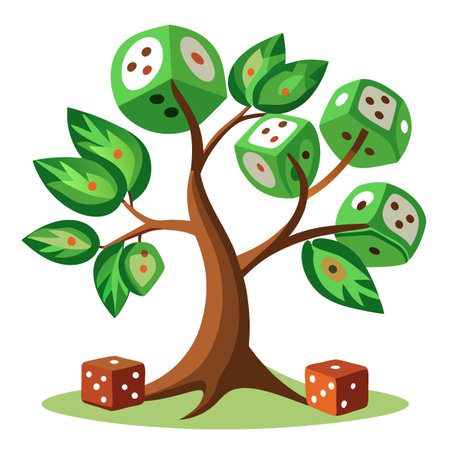 Game Tree: Flat Rolling Dice Leavesのイラスト素材