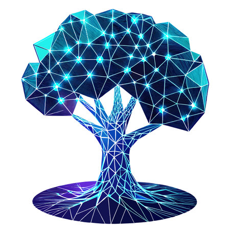 Futuristic Digital Tree: Wireframe Vectorのイラスト素材