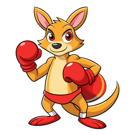 Silly cartoon kangaroo showing off its boxing gloves vector artのイラスト素材