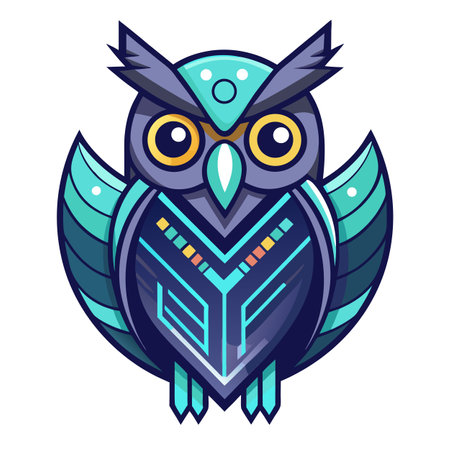 Mechanical owl with digital plumage vector illustration concept artのイラスト素材