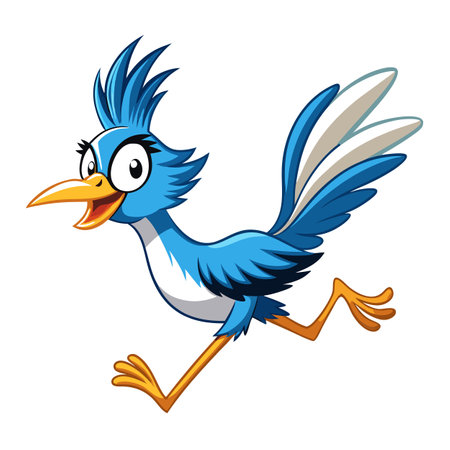 Swift energetic roadrunner racing with its wings extended for balance and speedのイラスト素材