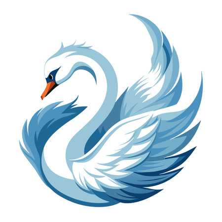 Magical elegant white swan with wings that gracefully transform into flowersのイラスト素材