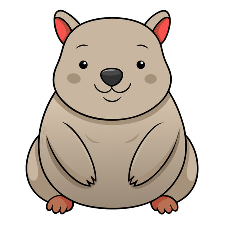 Comical funny wombat sitting with a blissful smile on its face in vectorのイラスト素材