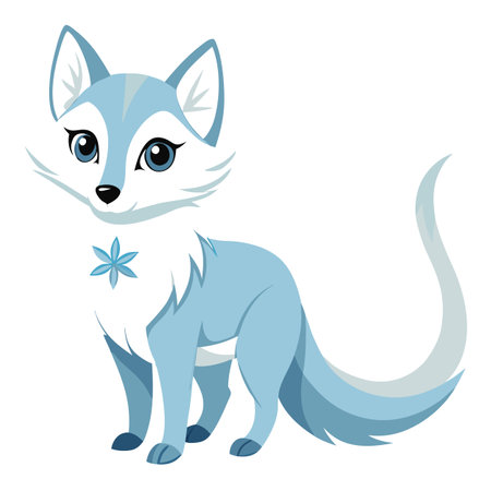 Charming nordic fox with intricate snowflake fur patterns in a vector illustrationのイラスト素材