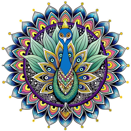 Elegant peacock with its colorful feathers spread in a royal manner vector artのイラスト素材