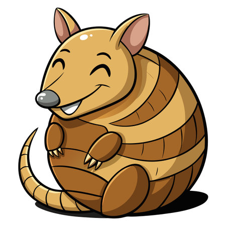 Smiling armadillo rolled up into a ball vector illustration cuteのイラスト素材