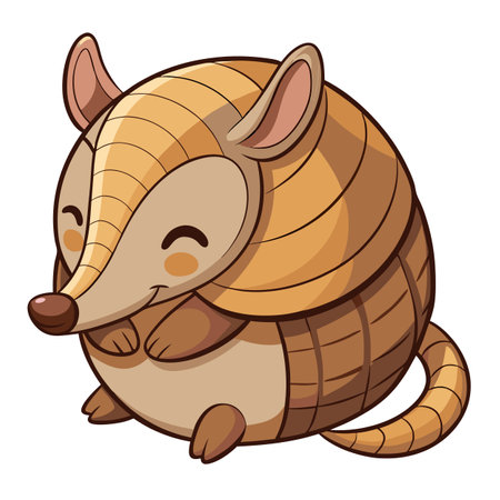 Cute armadillo rolled in a ball with a happy smile vector illustrationのイラスト素材