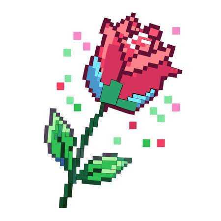 Tulip with pixel style effect vector illustration digital abstract artのイラスト素材