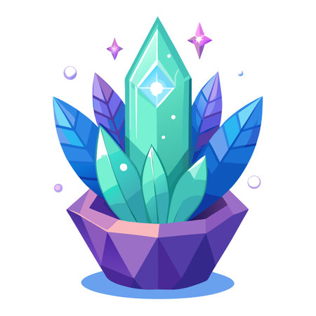 Elegant Crystal Planter With Sparkling Plantsのイラスト素材