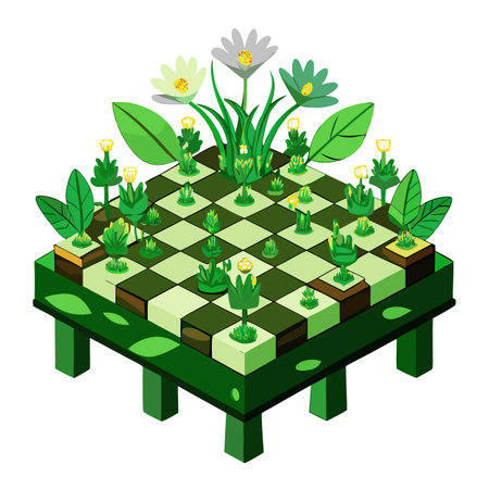 Chessboard Planter With Grass Patches Designのイラスト素材