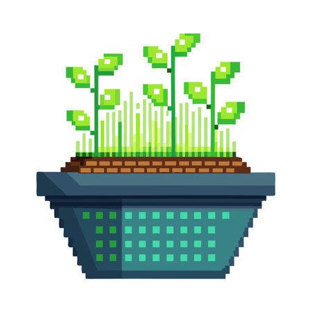 Charming Dot Matrix Planter With Flourishing Sproutsのイラスト素材