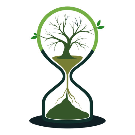 Charming Tree Growing Out Of A Cracked Hourglass With Sandのイラスト素材