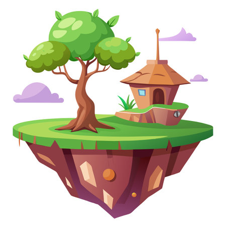 Unique Island Planter With Mini Tree Providing Serenityのイラスト素材