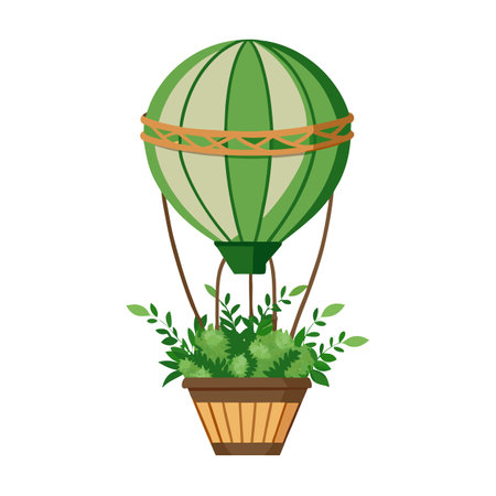 Whimsical Hot Air Balloon Planter Featuring Vinesのイラスト素材