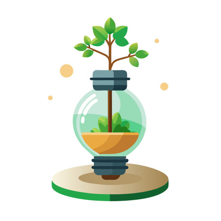 Creative Hollowed Lightbulb Planter With Floating Plantのイラスト素材