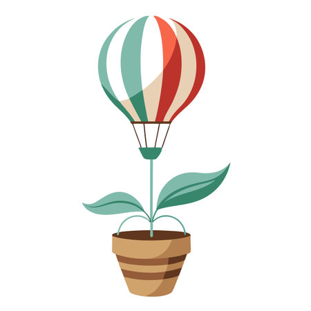 Charming Balloon Planter Holding A Floating Plantのイラスト素材