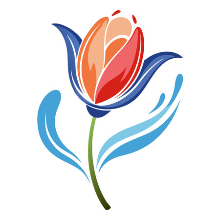 Tulip with ink flow effect and drifting strokes vector illustration artistic artのイラスト素材