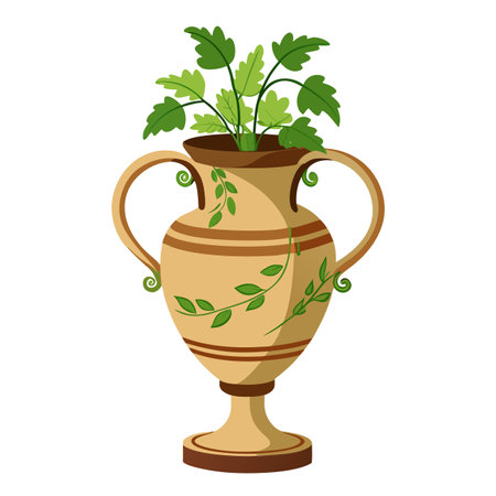 Stylish Greek Amphora Vase Planter Featuring Cascading Ivyのイラスト素材