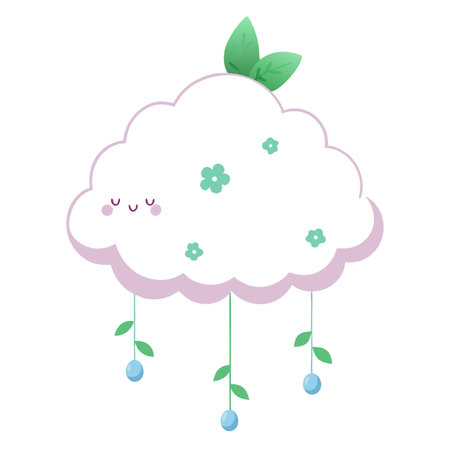Cloud Swing Planter With Tiny Hanging Vinesのイラスト素材