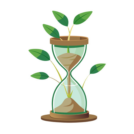 Plant Growing From A Floating Hourglass With Sandのイラスト素材