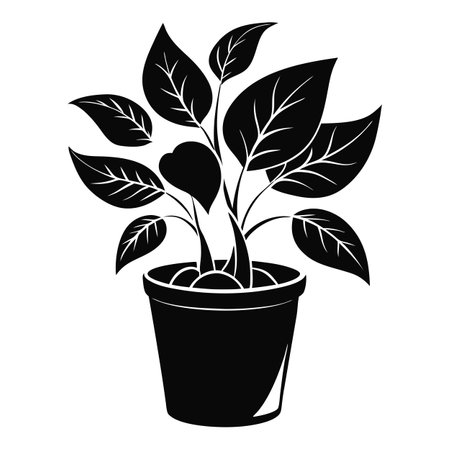 Creative Silhouette Of A Leafy Plant With Textureのイラスト素材