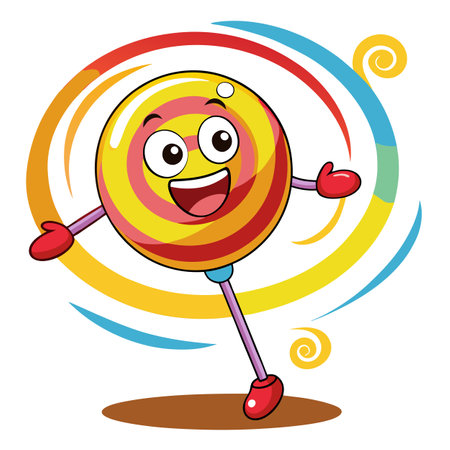 Joyful cartoon lollipop stick character with a cheerful expression in vector graphicのイラスト素材